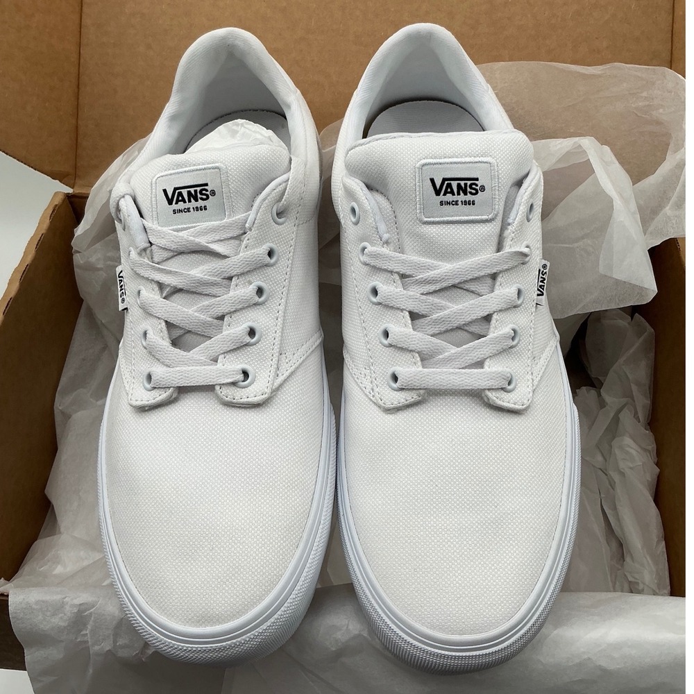 Vans Atwood Mens White Canvas Low Top Skate Shoes Sneakers Size 11 721356